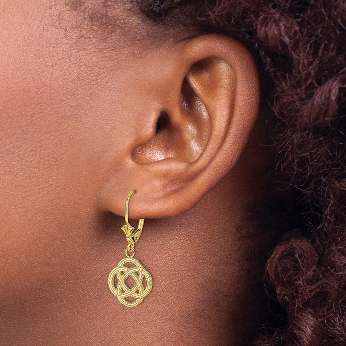 Shop Stylish 14K Gold Small Celtic Eternity Knot Leverback Earrings - 0.85mm-3