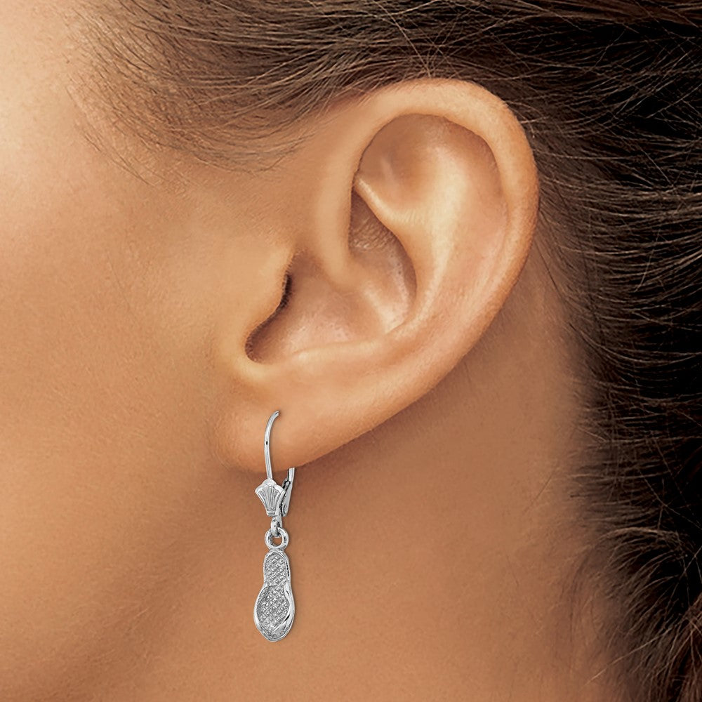 Shop Stylish 14K White Gold Leverback Earrings, Lightweight Flip Flop Design