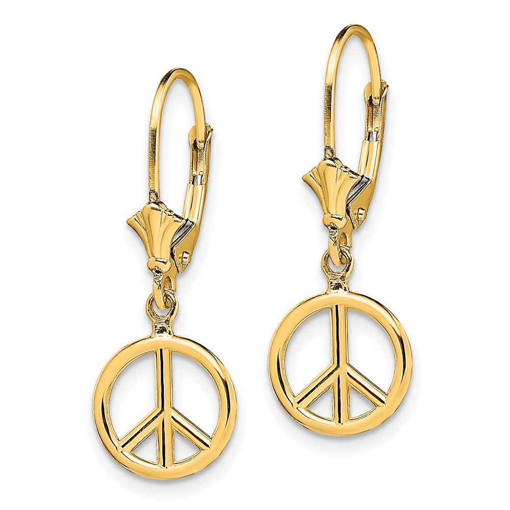 Buy Stylish 14K Gold 3D Peace Symbol Leverback Earrings - Luxury Value!