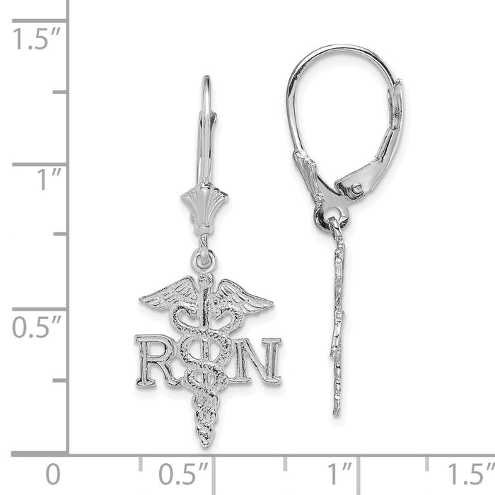 Shop Stylish 14K White Gold Caduceus RN Leverback Earrings - Exclusive Design-4
