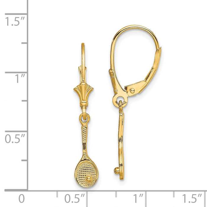 Exclusive 14K Gold Polished Tennis Racquet & Ball Earrings - Stylish Value-4