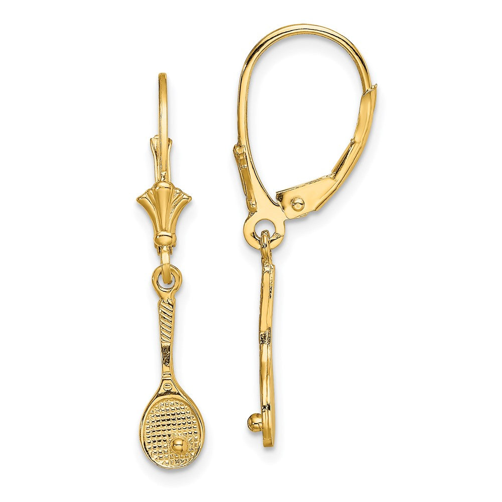 Exclusive 14K Gold Polished Tennis Racquet & Ball Earrings - Stylish Value