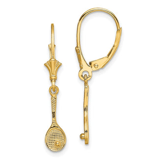 Exclusive 14K Gold Polished Tennis Racquet & Ball Earrings - Stylish Value
