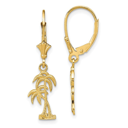 Shop Stylish 14K Gold Palm Tree Leverback Earrings - 12mm, Luxury Design
