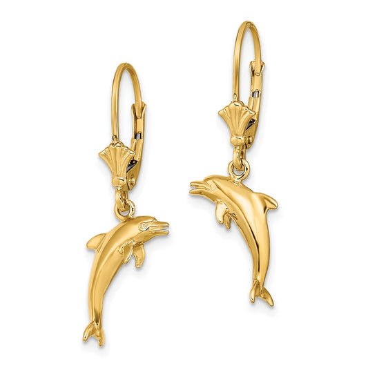 Buy Stylish 14K Gold 3D Mini Dolphin Leverback Earrings - Affordable Luxury
