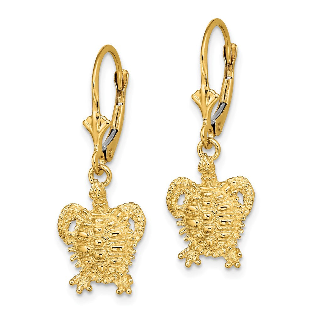High-Quality 14K Gold Turtle Leverback Earrings - Stylish & Affordable Luxury