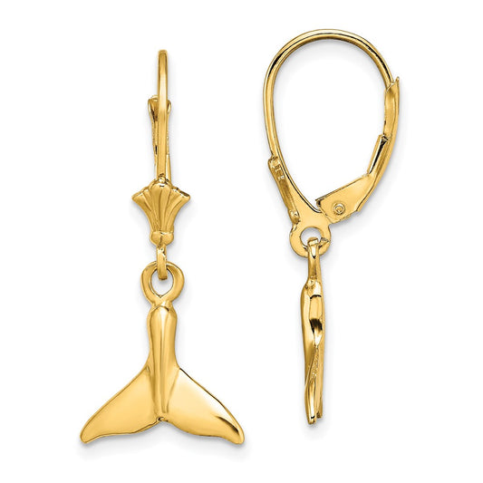 Shop Stylish 14K Gold Petite Whale Tail Leverback Earrings - Exclusive Design!