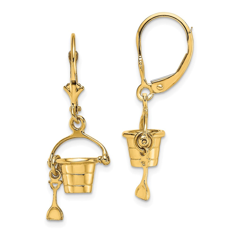 Shop 14K Gold 3D Beach Bucket Earrings - Stylish Leverback Design, Affordable!