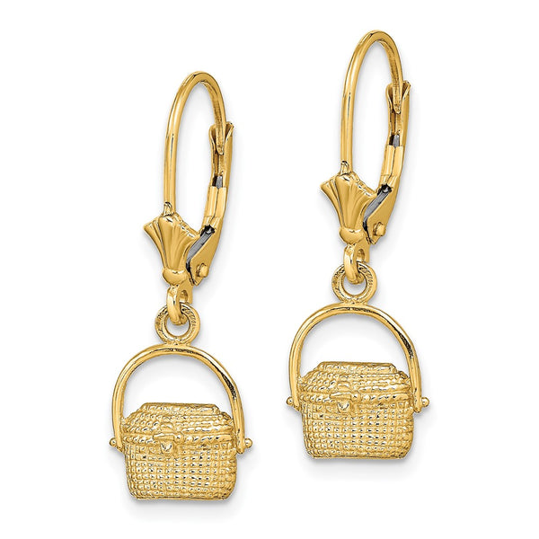 14K Gold Nantucket Basket Leverback Earrings