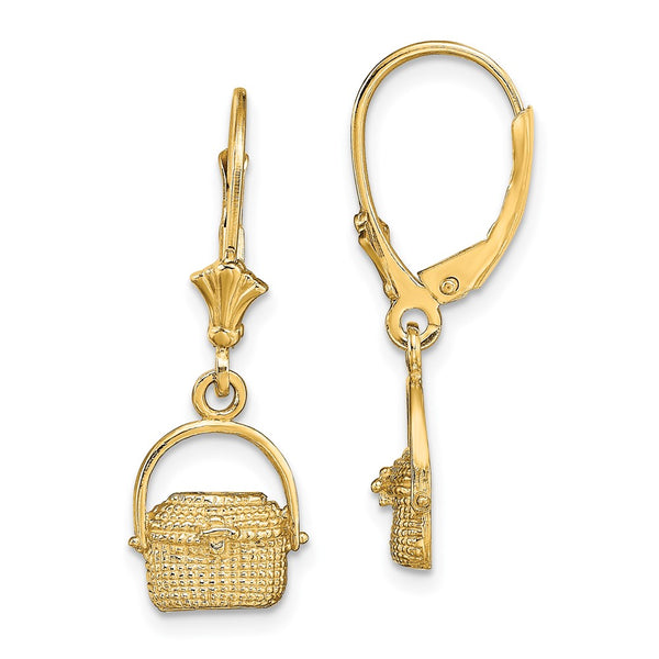 14K Gold Nantucket Basket Leverback Earrings