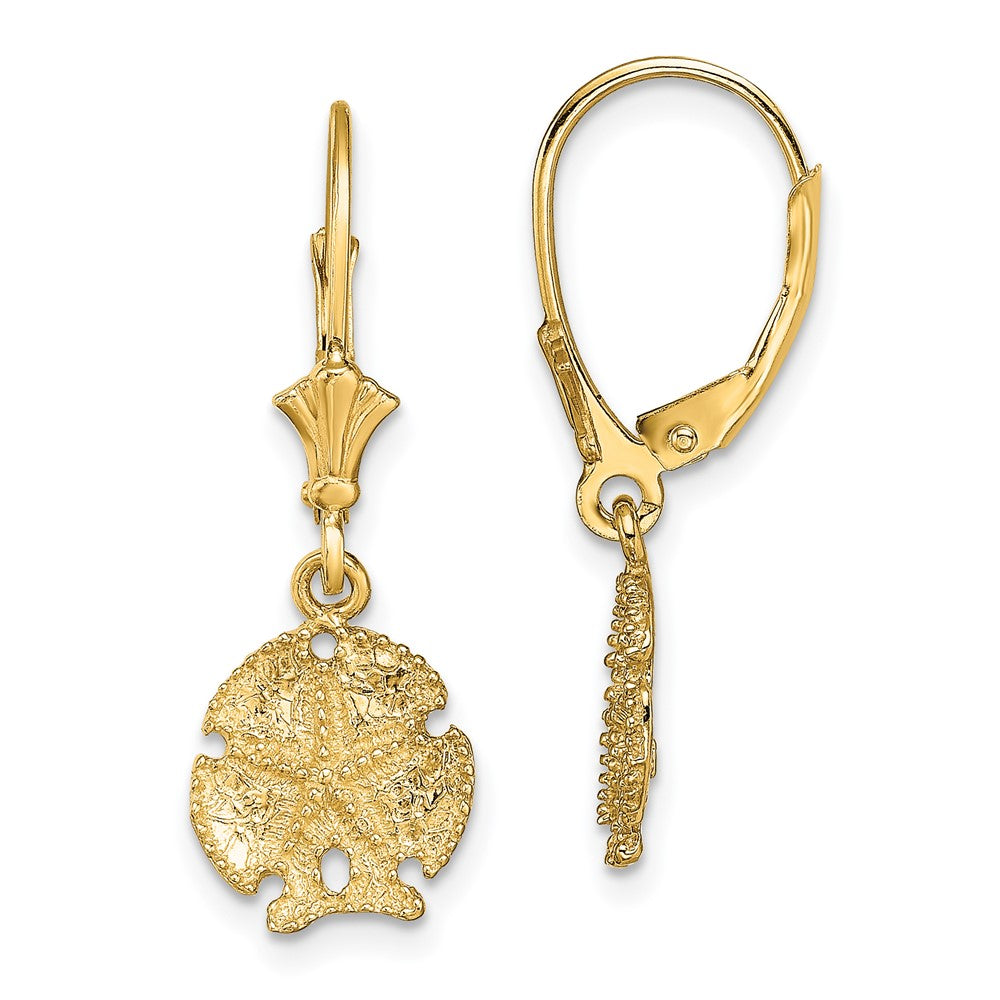 High-Quality 14K Gold Sand Dollar & Star Leverback Earrings | Stylish Value