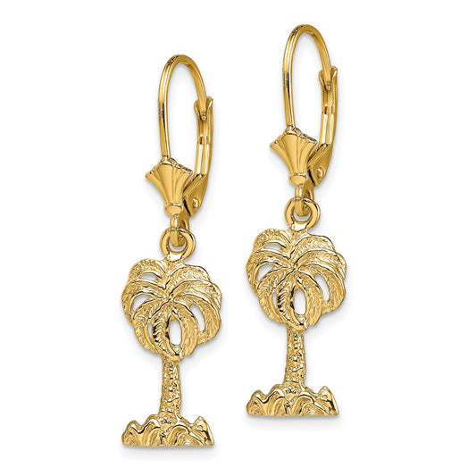 Buy Stylish 14K Gold Palm Tree Leverback Earrings - Luxury & Quality Design