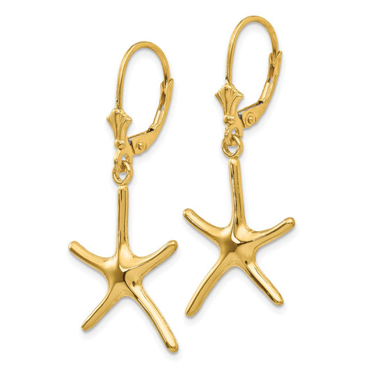 Shop 14K Gold Starfish Leverback Earrings - Stylish Dancing Design, Affordable!