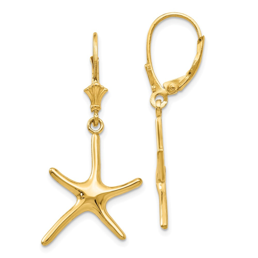 Shop 14K Gold Starfish Leverback Earrings - Stylish Dancing Design, Affordable!