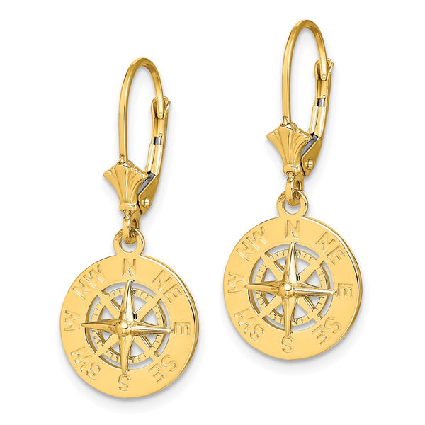 14K Gold Mini Nautical Compass Earrings