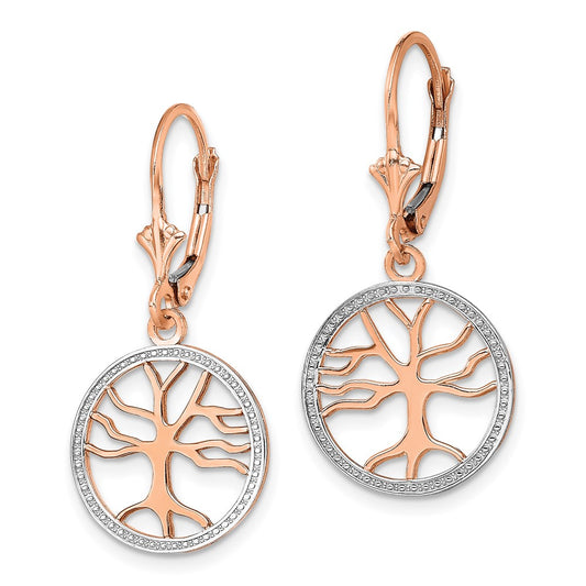 Buy Stylish 14K Gold Tree of Life Earrings - Exclusive Rhodium Frame, 1.5"