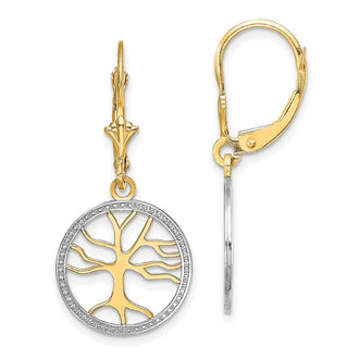 Buy Stylish 14K Gold Tree of Life Earrings - Exclusive Rhodium Frame, 1.5"