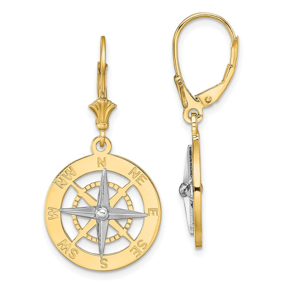 Shop Stylish 14K White Gold Nautical Compass Leverback Earrings - Luxury Design