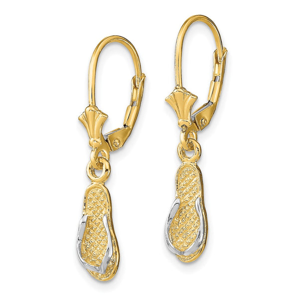 14K Gold & Rhodium Flip Flop Leverback Earrings