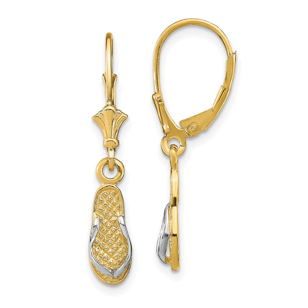 14K Gold & Rhodium Flip Flop Leverback Earrings