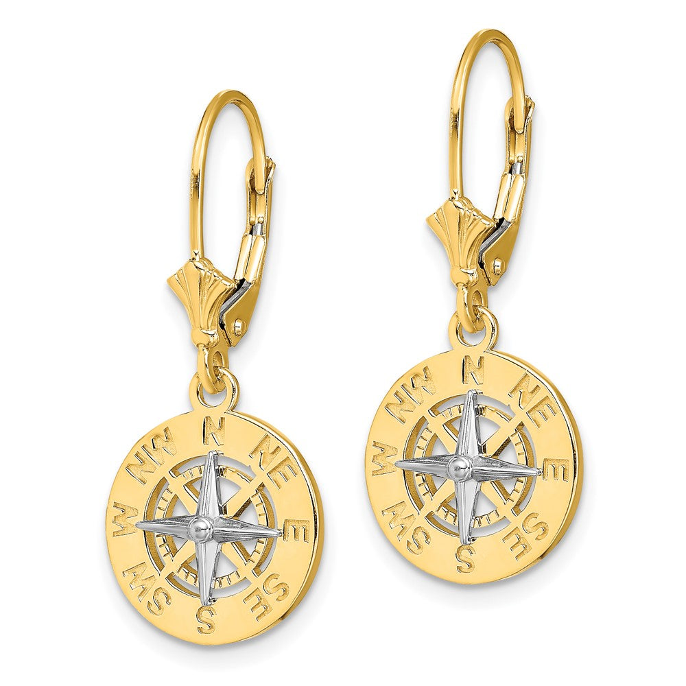 High-Quality 14K White Gold Mini Nautical Compass Earrings - Stylish Value