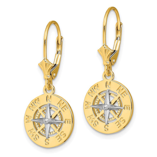 High-Quality 14K White Gold Mini Nautical Compass Earrings - Stylish Value