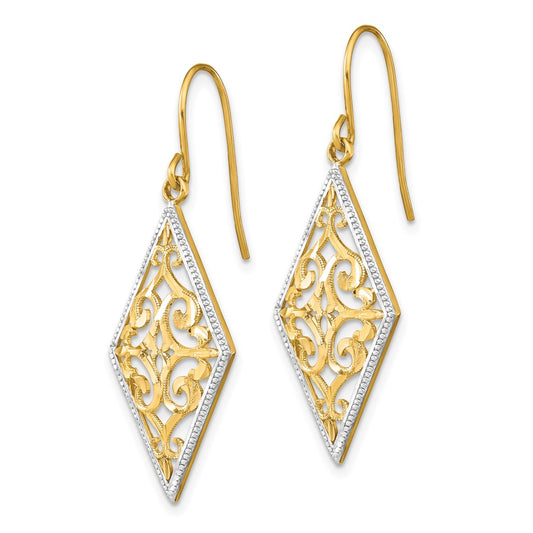 Shop Stylish 14K Gold Rhodium-Plated Diamond-Shaped Dangle Earrings