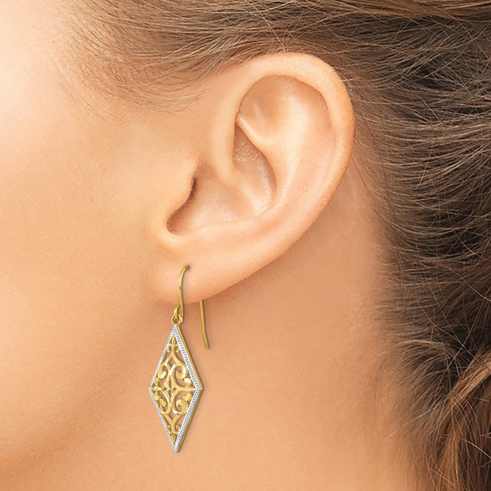 Shop Stylish 14K Gold Rhodium-Plated Diamond-Shaped Dangle Earrings-3