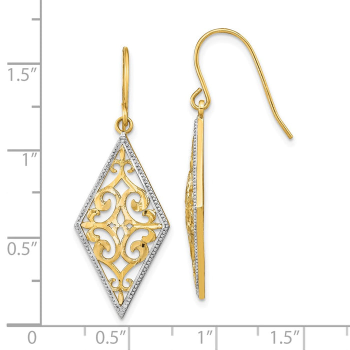 Shop Stylish 14K Gold Rhodium-Plated Diamond-Shaped Dangle Earrings-4