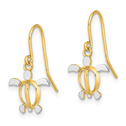 Shop Luxury 14K White Gold Rhodium-Plated Sea Turtle Dangle Earrings, Stylish Design