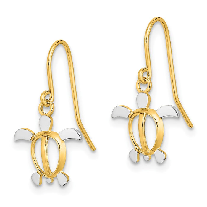 Shop Luxury 14K White Gold Rhodium-Plated Sea Turtle Dangle Earrings, Stylish Design-2