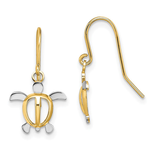 Shop Luxury 14K White Gold Rhodium-Plated Sea Turtle Dangle Earrings, Stylish Design