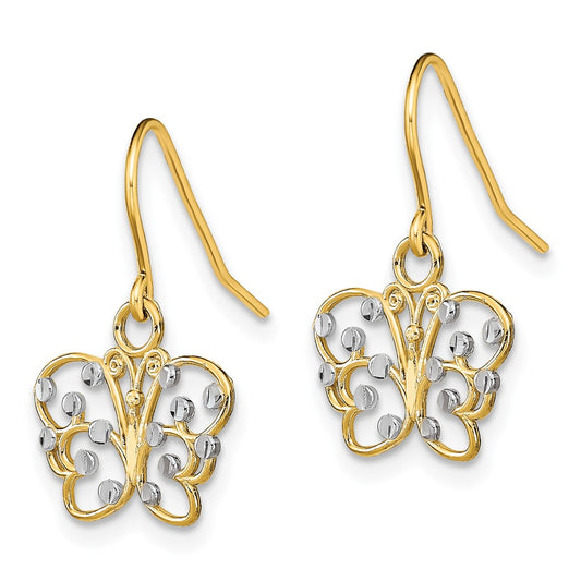 Designer 14K Gold Dangle Butterfly Earrings - Stylish & Affordable Accessory