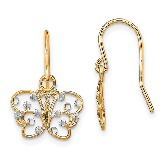 Designer 14K Gold Dangle Butterfly Earrings - Stylish & Affordable Accessory