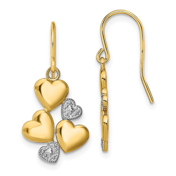 14K Gold Polished Heart Earrings