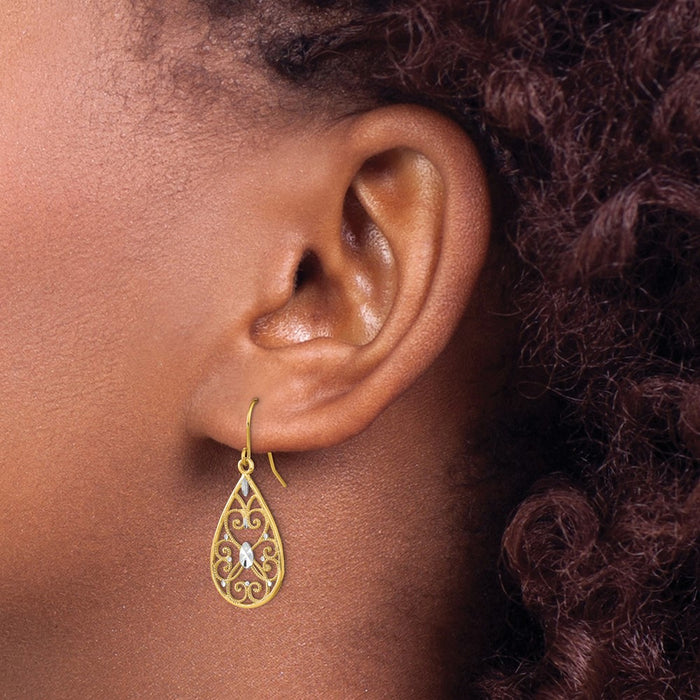 Buy 14K Gold & Rhodium Plated Dangle Earrings - Stylish, Lightweight Design-3