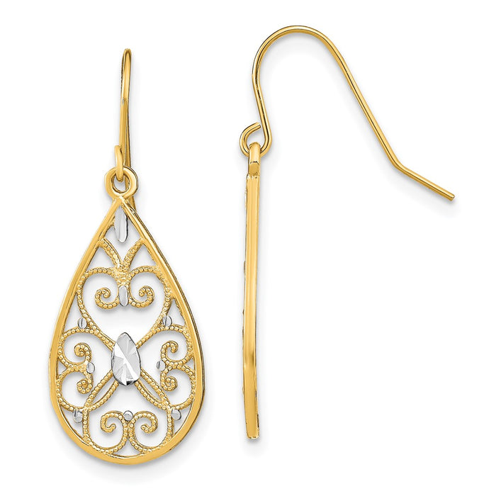 Buy 14K Gold & Rhodium Plated Dangle Earrings - Stylish, Lightweight Design-1
