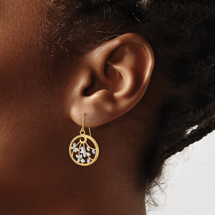 Shop Stylish 14K Gold & Rhodium Plated Leaf Design Dangle Earrings, 1.5"-3
