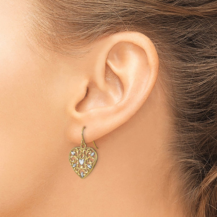 High-Quality 14K White Gold Filigree Heart Earrings - Affordable Luxury Style-3
