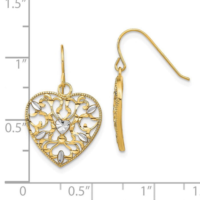 High-Quality 14K White Gold Filigree Heart Earrings - Affordable Luxury Style-4