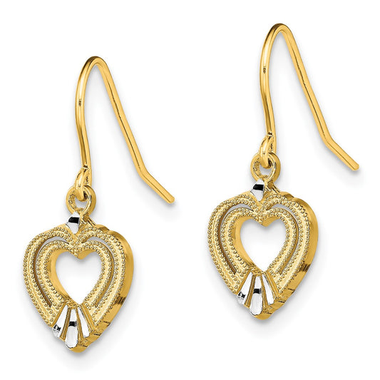 Exclusive 14K Gold & White Rhodium Heart Hook Earrings - Affordable Luxury!