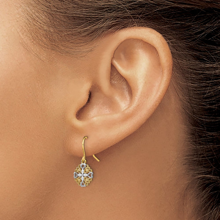 Buy 14K Gold & Rhodium Elegant Dangle Wire Earrings - Stylish & Affordable-3