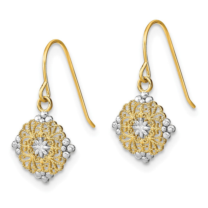 Buy Stylish 14K Gold & Rhodium Plated Mini Filigree Drop Earrings-2