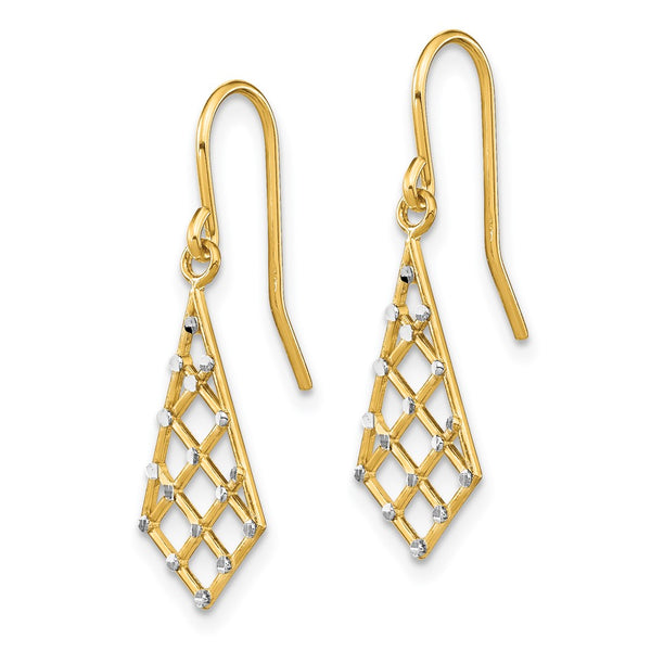 14K Yellow Gold Criss-Cross Wire Earrings with Diamond-Cut