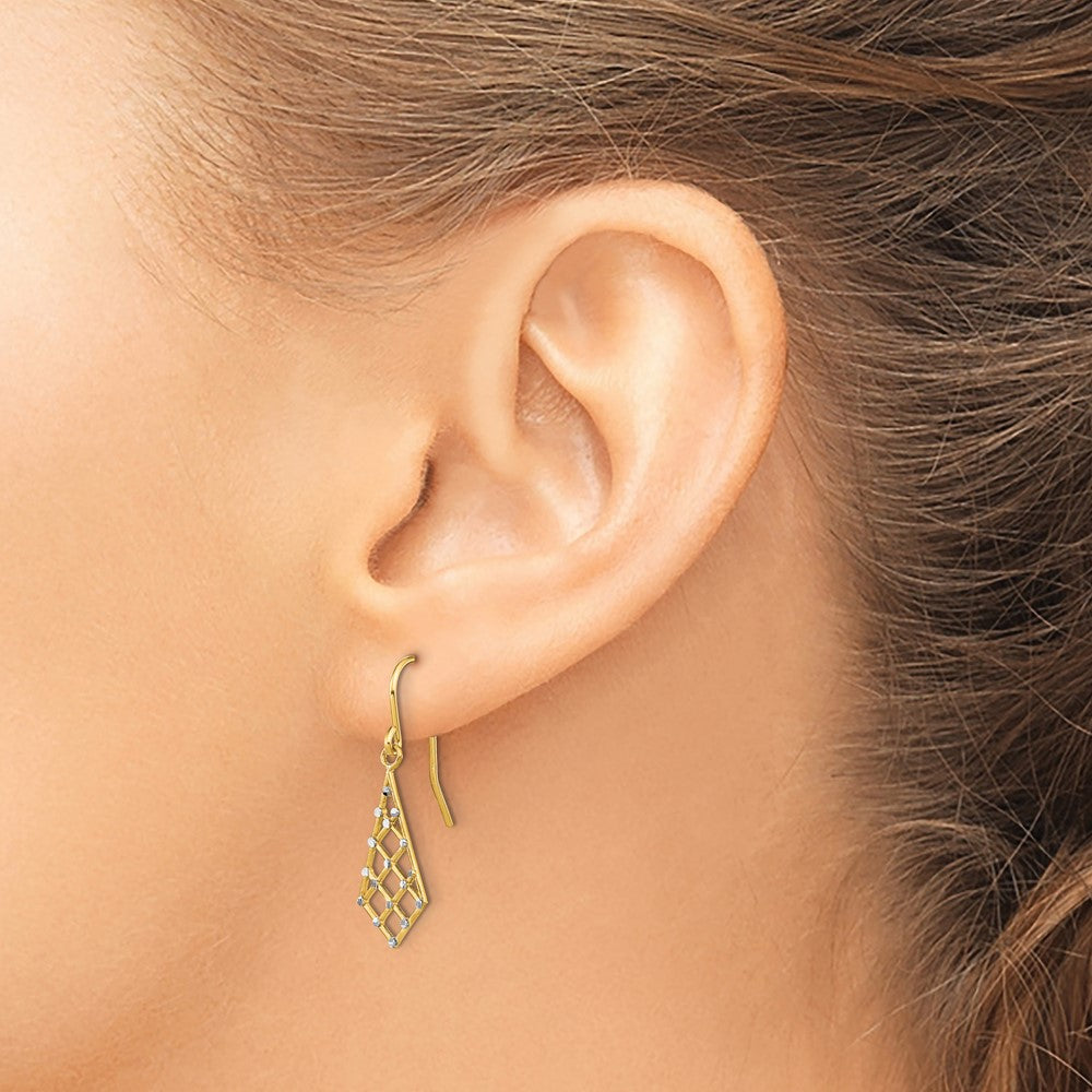 Shop Luxury 14K Yellow Gold Criss-Cross Wire Earrings with Diamond-Cut Design