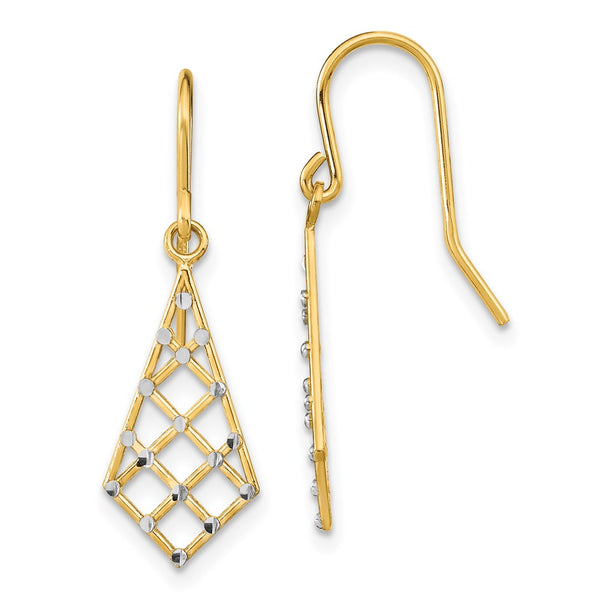 14K Yellow Gold Criss-Cross Wire Earrings with Diamond-Cut