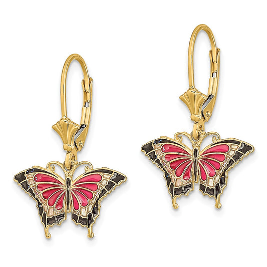 Buy Exclusive 14K Pink Enamel Butterfly Earrings - Stylish & Affordable Elegance