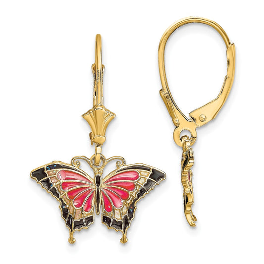 Buy Exclusive 14K Pink Enamel Butterfly Earrings - Stylish & Affordable Elegance
