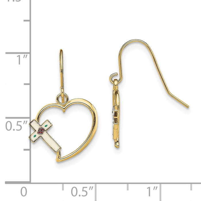 Buy Stylish 14K Gold Enamel Cross Heart Dangle Earrings - Exclusive Design-4