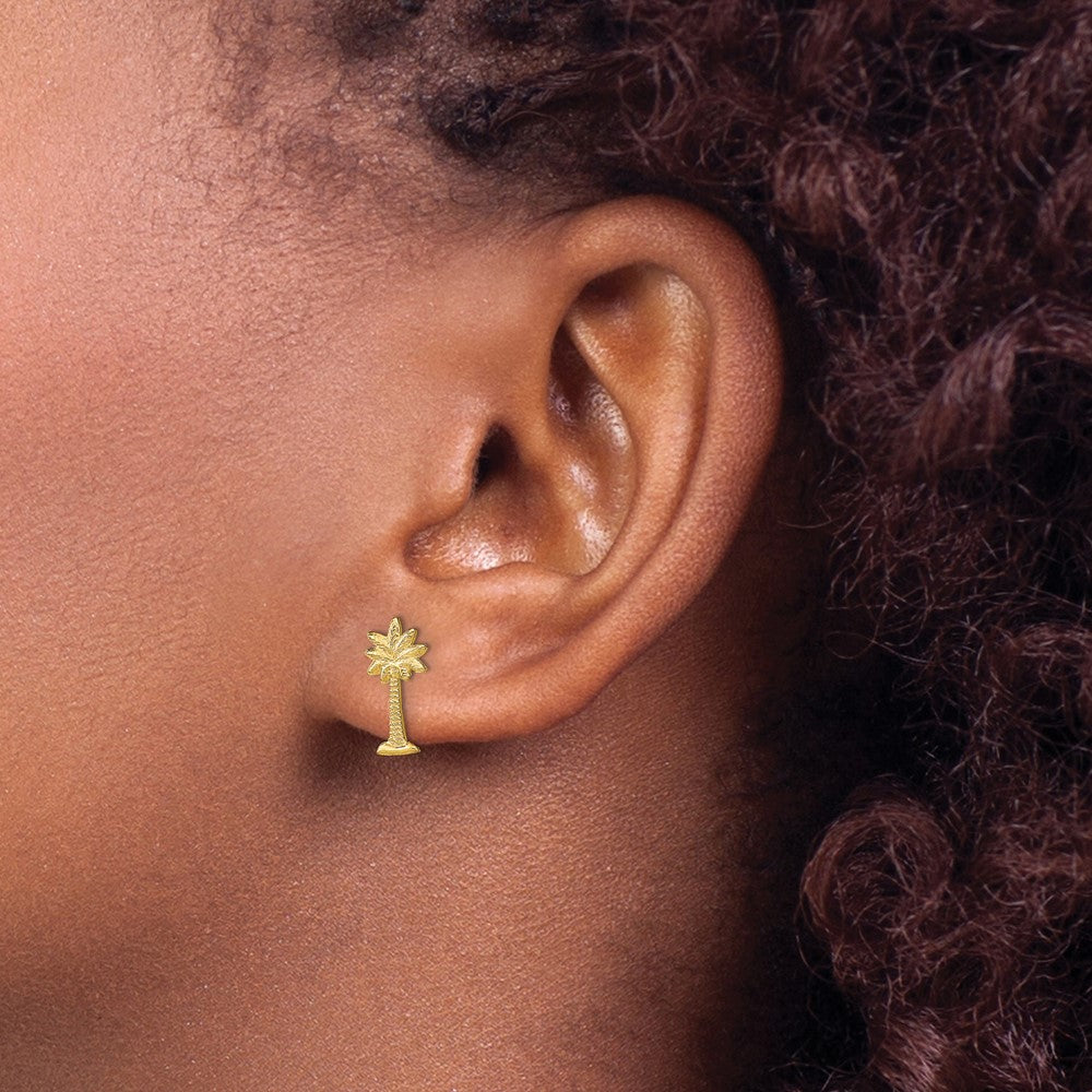 Shop Stylish 14K Gold Palm Tree Stud Earrings - High-Quality Design